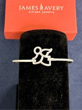 JAMES AVERY Sterling Silver Flying Angel Hook-on Bangle Bracelet; Large; RETIRED